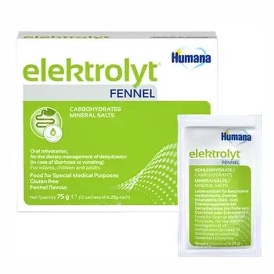 Fennel flavored electrolyte, 0 months, 2 sachets, Humana