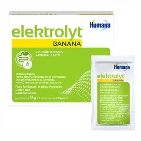 Elektrolyt met bananensmaak, 12 maanden, 2 sachets, Humana