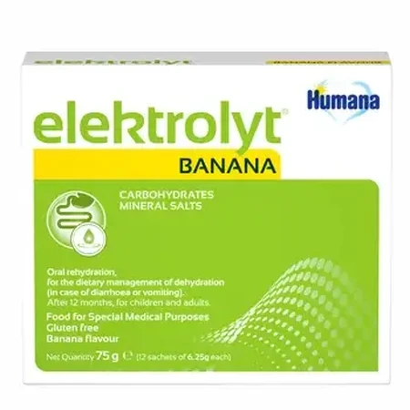 Elektrolyt met bananensmaak, 12 maanden, 2 sachets, Humana