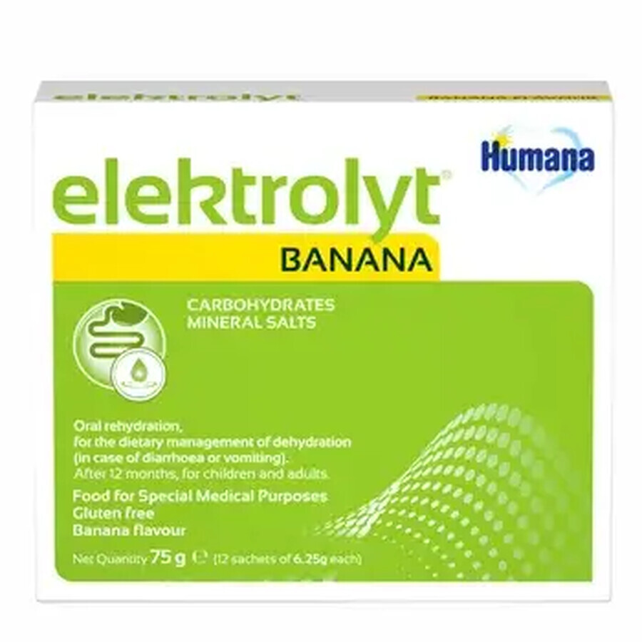 Elektrolyt with banana flavor, 12 months, 2 sachets, Humana