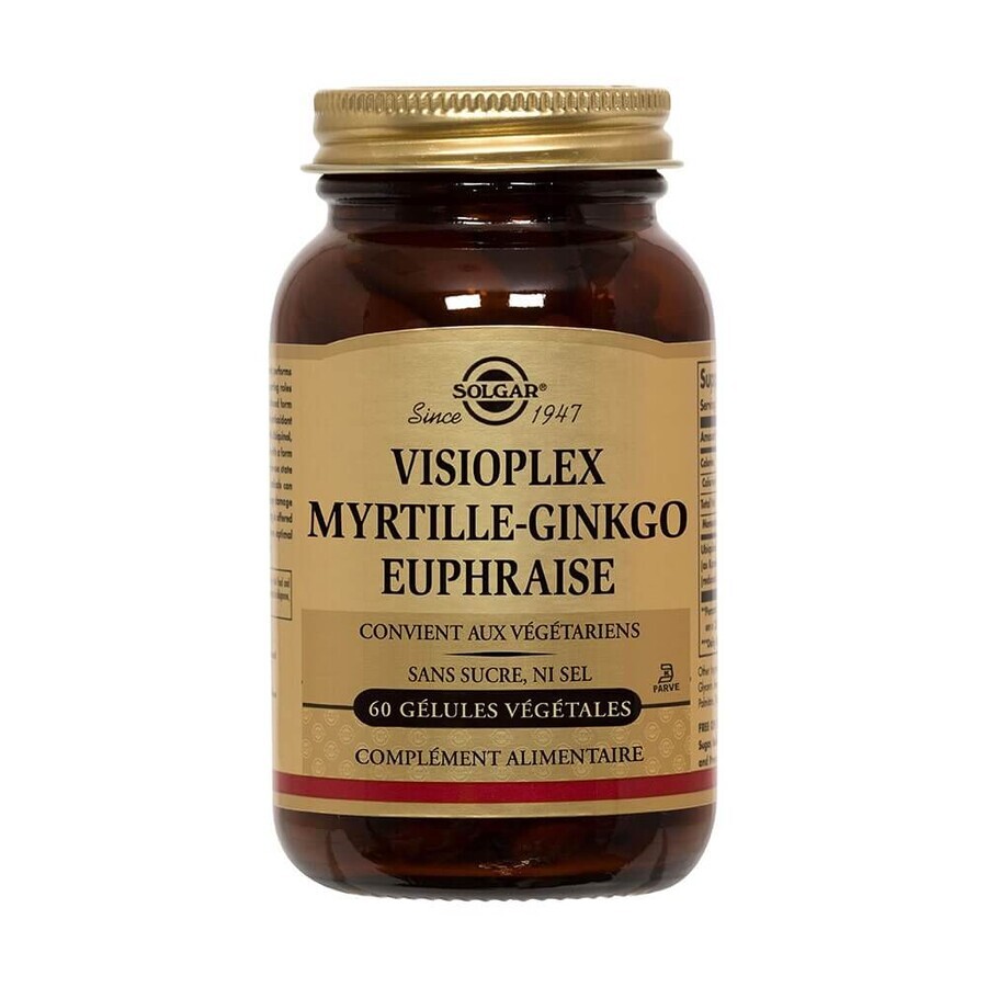 Solgar Visioplex Heidelbeere-Ginkgo Euphrasia 60 Antioxydant Vision Yeux 60 gélules végétales