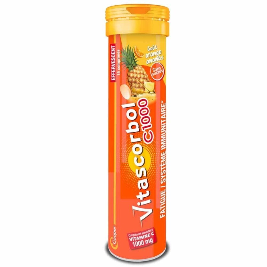 Vitascorbol Vitamine C 1000mg Sinaasappel/ananas smaak 15 bruistabletten