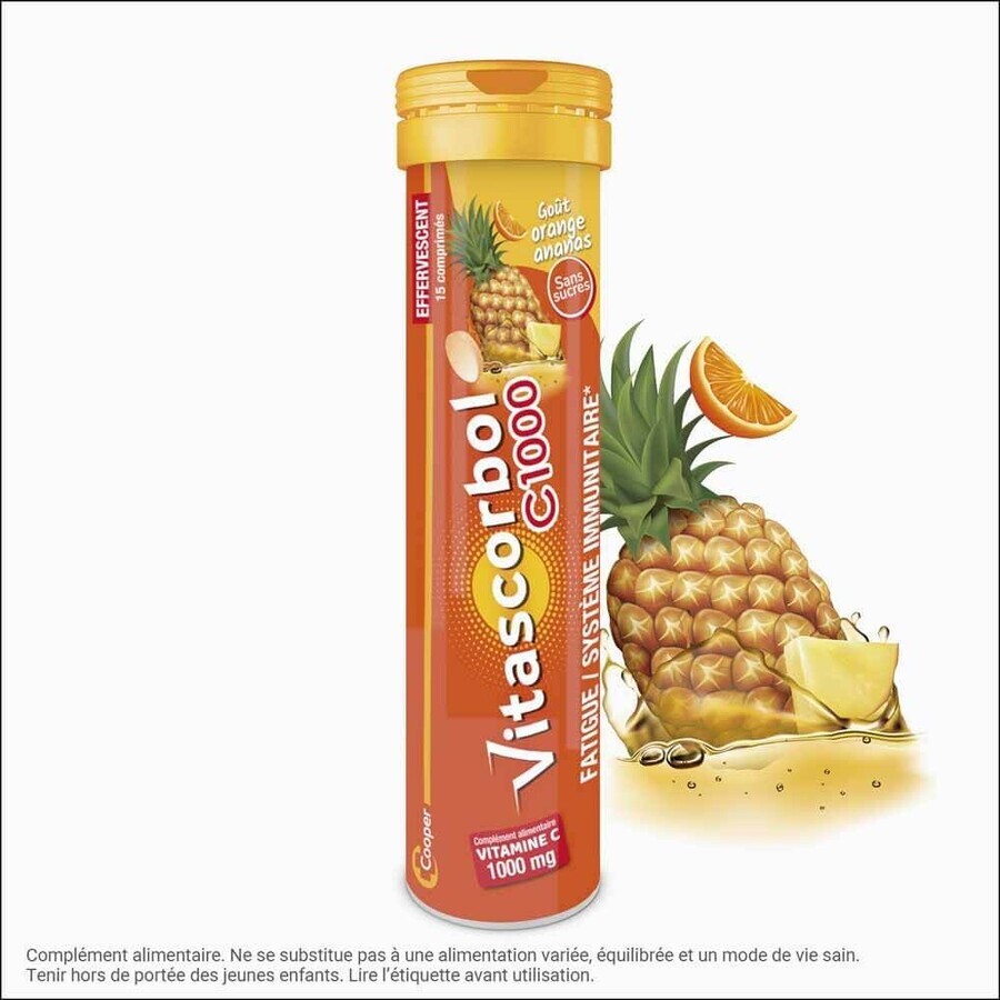 Vitascorbol Vitamine C 1000mg Sinaasappel/ananas smaak 15 bruistabletten