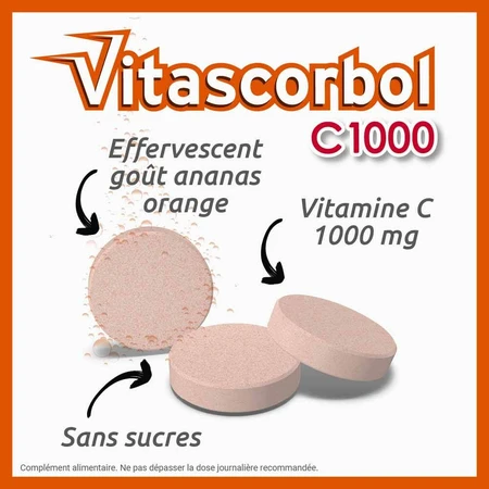 Vitascorbol Vitamin C 1000mg Orange/Ananas-Geschmack 15 Brausetabletten