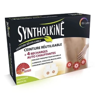 EG Labo SyntholKiné Cinturón reutilizable calor terapéutico natural + 4 recambios autocalentables