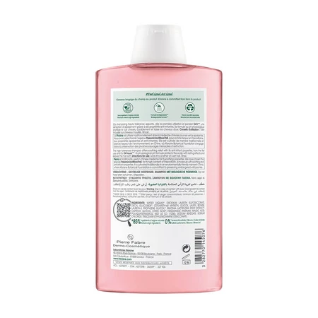 Klorane Pioenroos Kalmerende Shampoo voor gevoelige biologische hoofdhuid 400ml