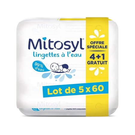 Mitosyl Waterdoekjes, speciale aanbieding 4 + 1 gratis pak van 5x60