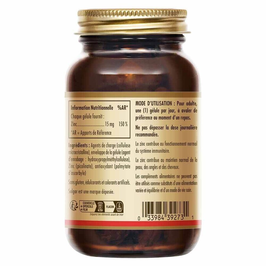 Solgar Zinc Picolinat 15mg Apărarea imunitară 100 Comprimat