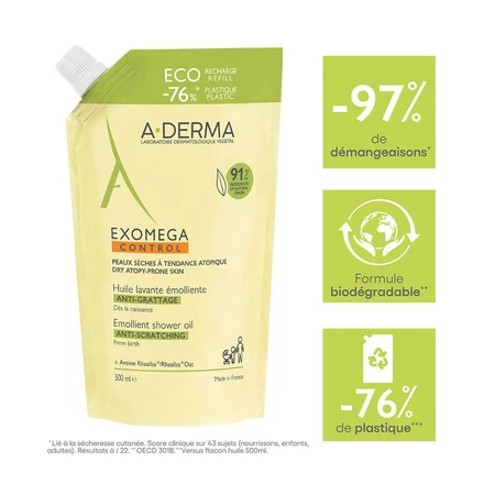 A-Derma Exomega Controle Emolliërende Reinigingsolie Eco Navulling 500ml
