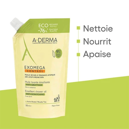 A-Derma Exomega Controle Emolliërende Reinigingsolie Eco Navulling 500ml