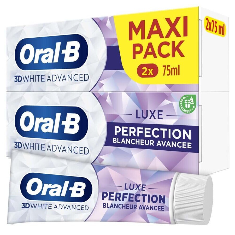 Oral-B 3D White Advanced Toothpaste Perfection Luxury Advanced Whitening Toothpaste 2x75ml