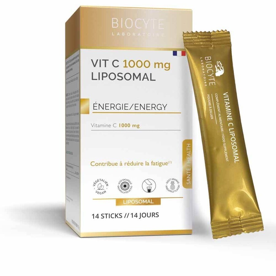 Biocyte Gezondheidsvitaminen C Liposomaal 1000mg Energie Ananassmaak 14 sticks