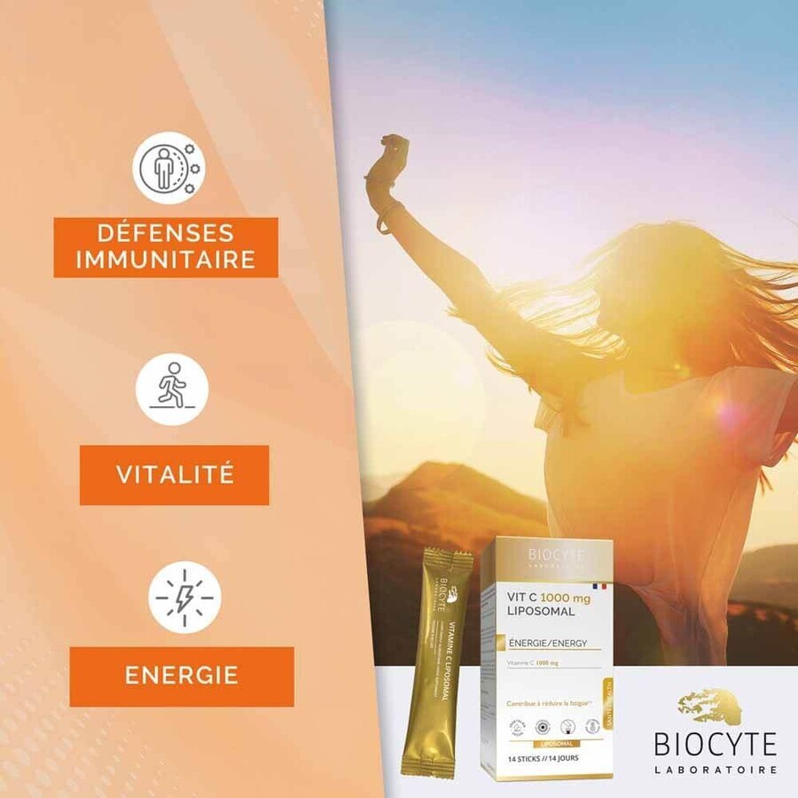 Biocyte Gezondheidsvitaminen C Liposomaal 1000mg Energie Ananassmaak 14 sticks