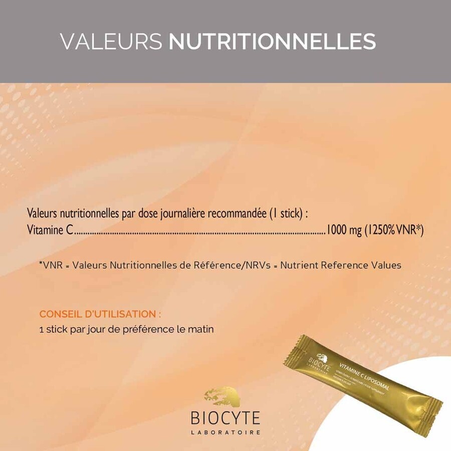Biocyte Gezondheidsvitaminen C Liposomaal 1000mg Energie Ananassmaak 14 sticks