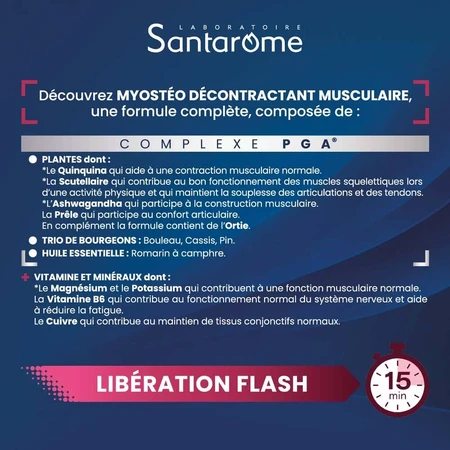 Santarome Myostéo Décontractant Musculaire Libération Flash 15min 20 comprimés