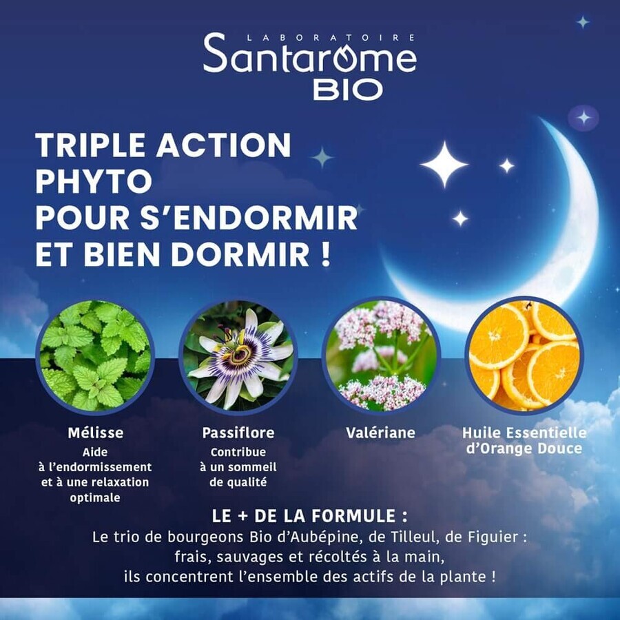Santarome Bonne Nuit Triple Action Melatonin Bio free 20 comprimate
