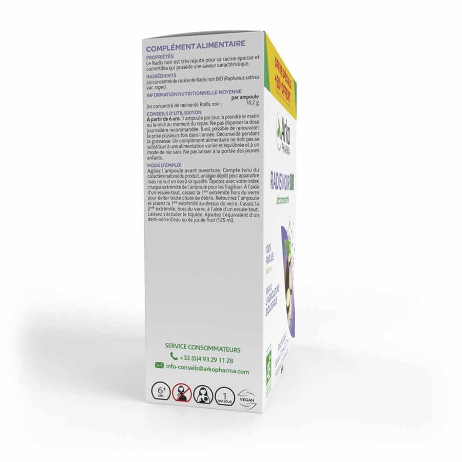 Arkopharma Arkofluides Radis Noir Bio 30 Ampoules