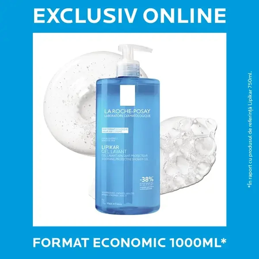 Lipikar Gel de curățare, 1 L, pentru piele sensibilă, La Roche-Posay