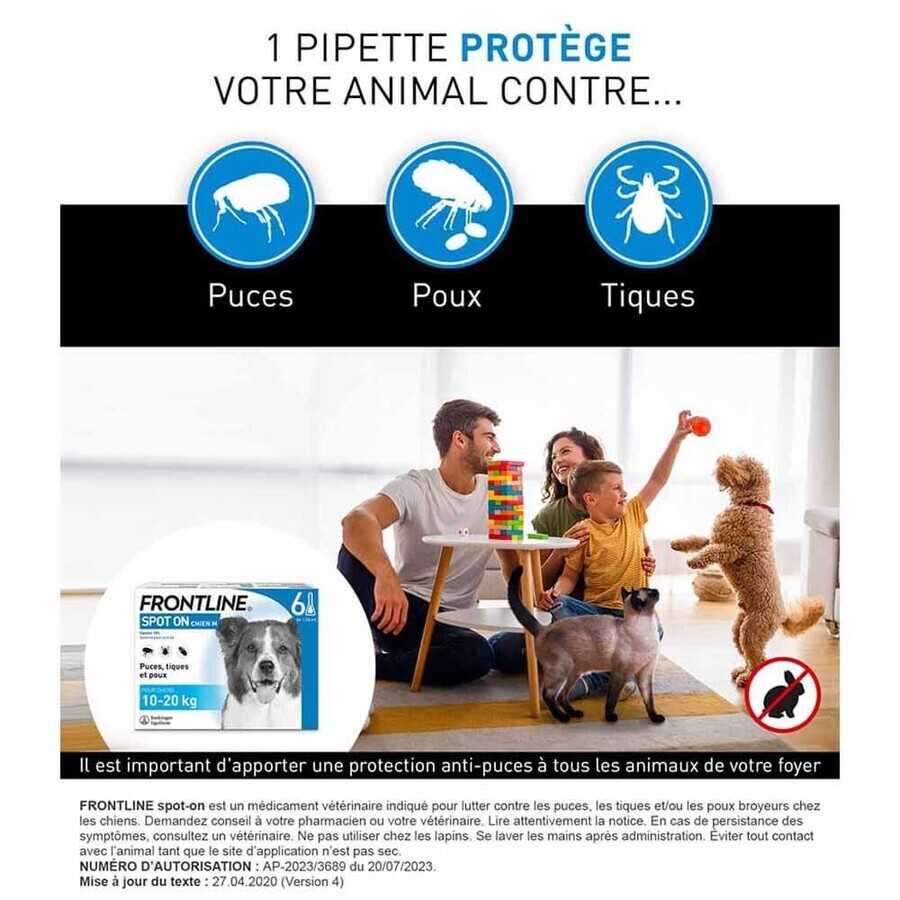 Frontline Spot-on Dog 10-20kg 6 pipettes 1.34 ml