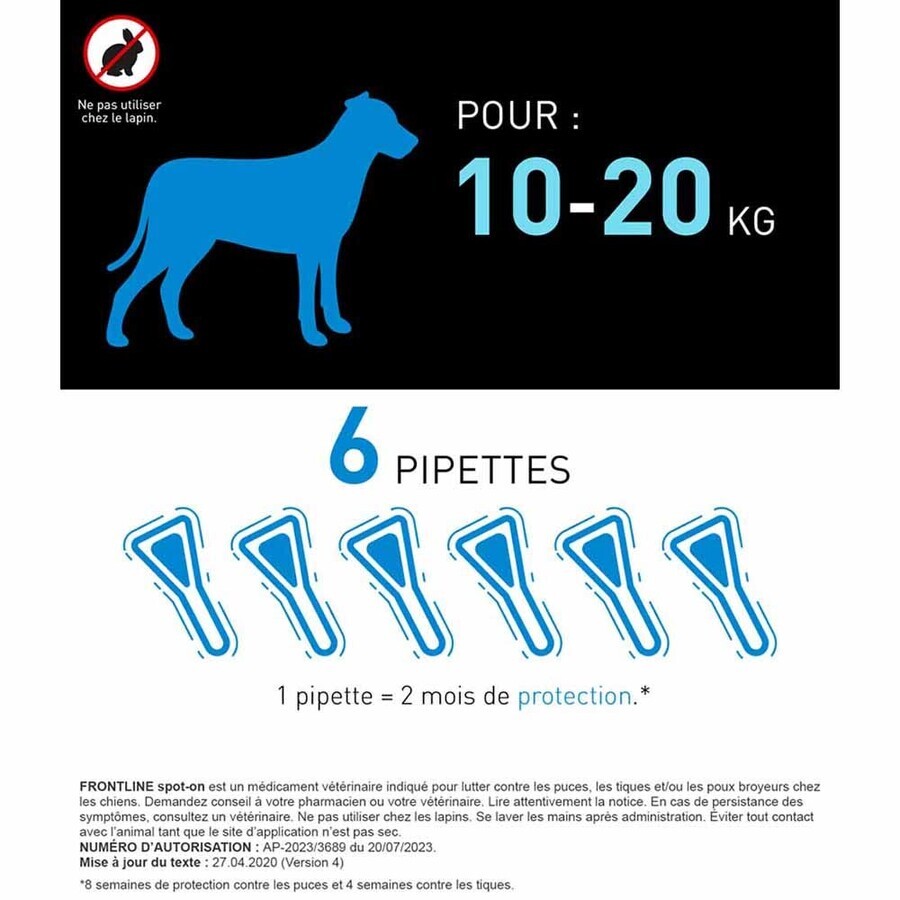 Frontline Spot-on Dog 10-20kg 6 pipettes 1.34 ml