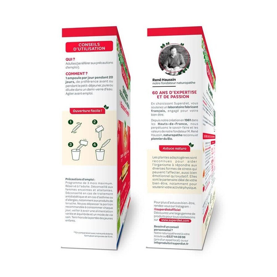Superdiet Ginseng Gelée Royale Acerola Bio Booster d'énergie 20x10ml