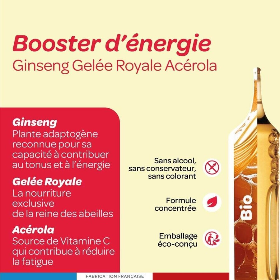 Superdiet Ginseng Gelée Royale Acerola Bio Booster d'énergie 20x10ml