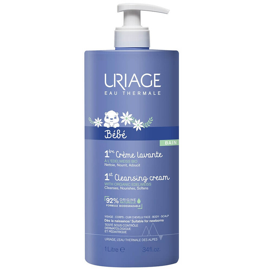 Uriage Baby 1e Reinigingscrème voor Gezicht, Lichaam en Hoofdhuid Uriage Bebe 1l