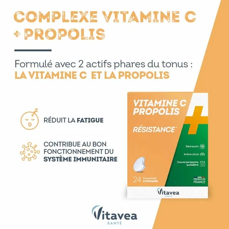 Vitavea Santé Vitamine C + Propolis Weerstand 24 Kauwtabletten