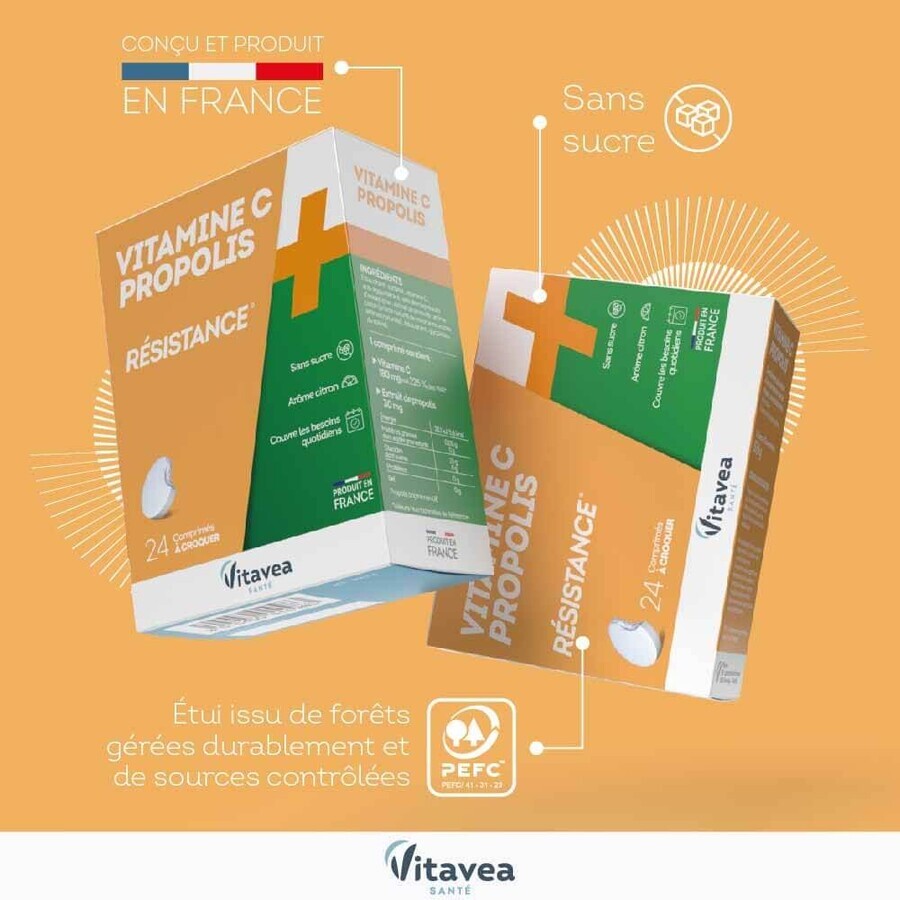 Vitavea Santé Vitamin C + Propolis Resistance 24 Chewable Tablets