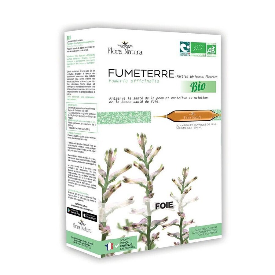 Flora Natura Fumeterre Bio Foie 20 ampoules