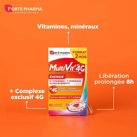 Forté Pharma MultiVit'4G Multivitamine Mineralien und Spurenelemente 30 Tabletten