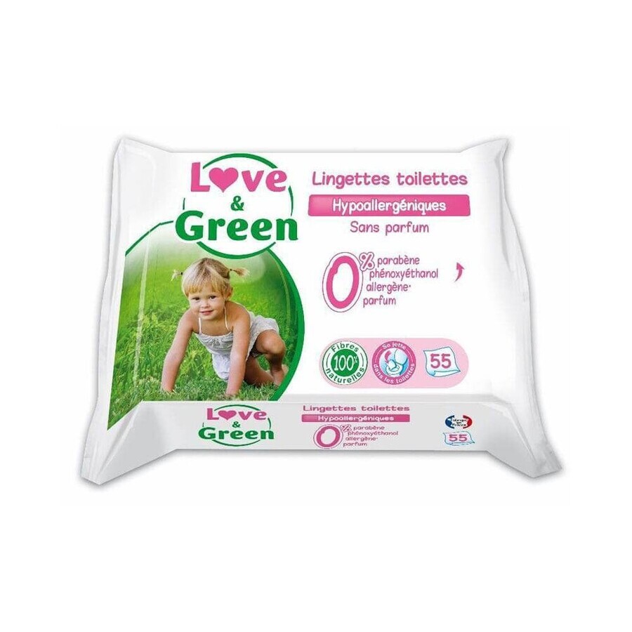 Acquista Love&Green Salviettine ipoallergeniche senza profumo x55 Love&Green Salviettine ipoallergeniche senza profumo x55