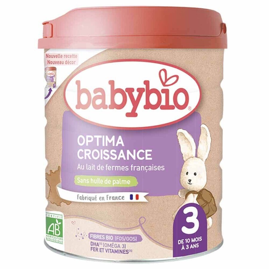 Babybio Optima 3 Croissance Lait En Poudre De 10 Mois A 3 Ans 800g