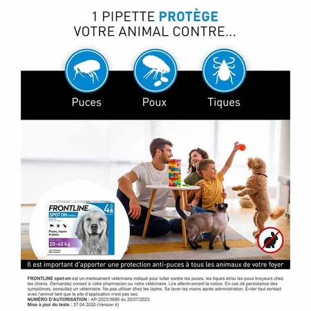 Frontline Spot-on perro L 20-40kg 4 pipetas 2,68 ml
