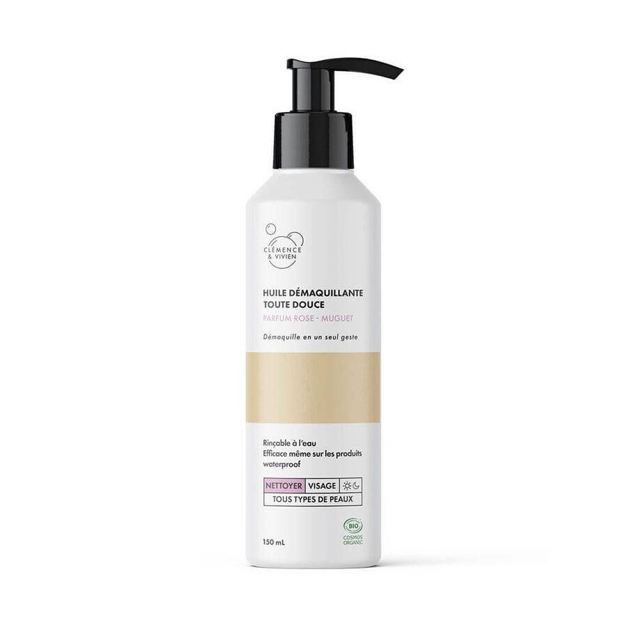 Clemence&Vivien Ulei organic de curățare pentru demachiere delicată Parfum de trandafir și crin de vale 150ml