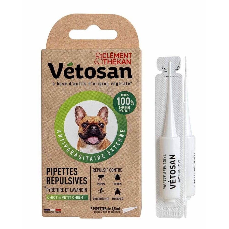 Clement-Thekan Vétosan Controllo pulci e zecche Cuccioli di piccola taglia 2 pipette 1.5ml