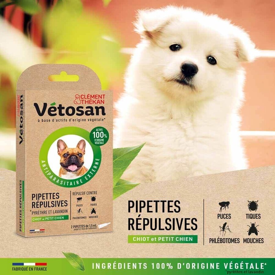 Clement-Thekan Vétosan Controllo pulci e zecche Cuccioli di piccola taglia 2 pipette 1.5ml