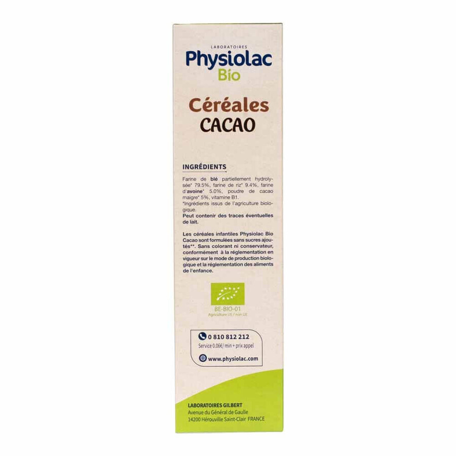 Physiolac Cereal Cocoa Organic Des 6 Mois Bio 200g