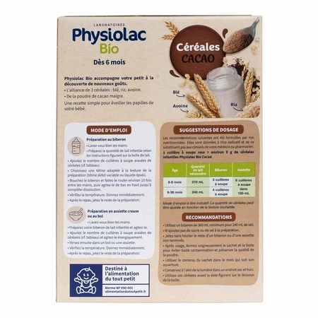 Physiolac Cereales Cacao Des 6 Mois Bio 200g