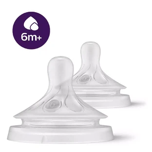Avent Natural Response Silikonsauger für dichte Flüssigkeiten, Neugeborenenfluss 6 Monate + x2