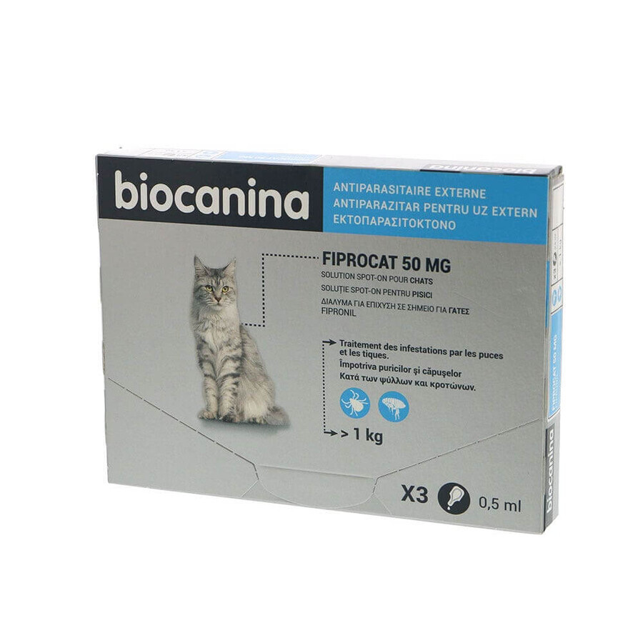 Biocanin External Antiparasitic FIPROCAT 50MG 3 Pipettes