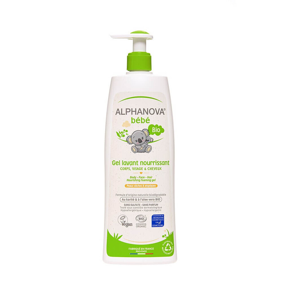 Alphanova Bébé Bebe Pflegendes Reinigungsgel für Körper, Gesicht und Haare 400 ml