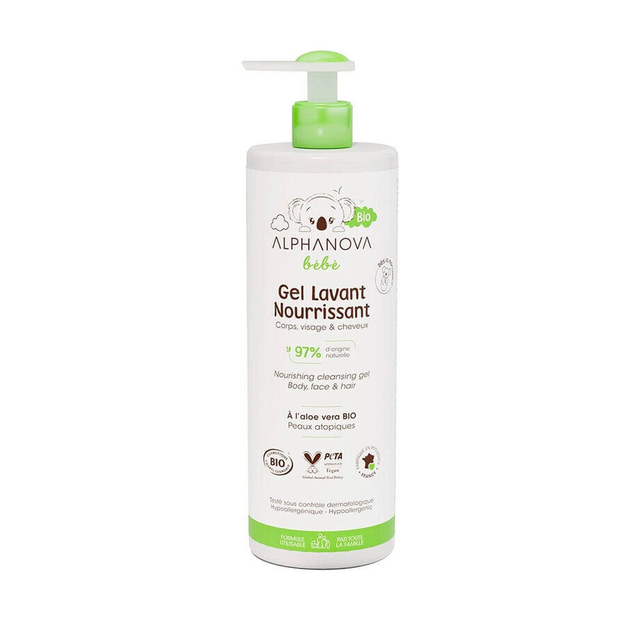 Alphanova Bébé Bebe Pflegendes Reinigungsgel für Körper, Gesicht und Haare 400 ml