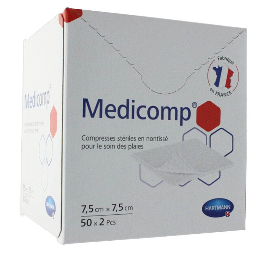 Winkel op Hartmann Medicomp Steriele vlies tabletten 7,5cm x 7,5cm 50x2 Hartmann Medicomp Steriele vlies tabletten 7,5cm x 7,5cm 50x2