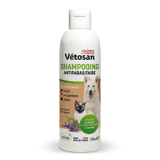 Clement-Thekan Vétosan antiparasitäres Shampoo mit Margosa-Extrakt und ätherischem Lavandinöl für Hunde und Katzen 200 ml