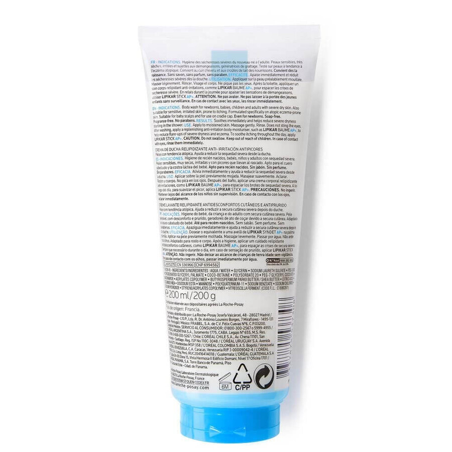 La Roche-Posay Lipikar Relipidating Cleansing Cream Syndet AP+ Atopic Skin 200ml La Roche-Posay Lipikar Relipidating Cleansing Cream Syndet AP+ Atopic Skin 200ml