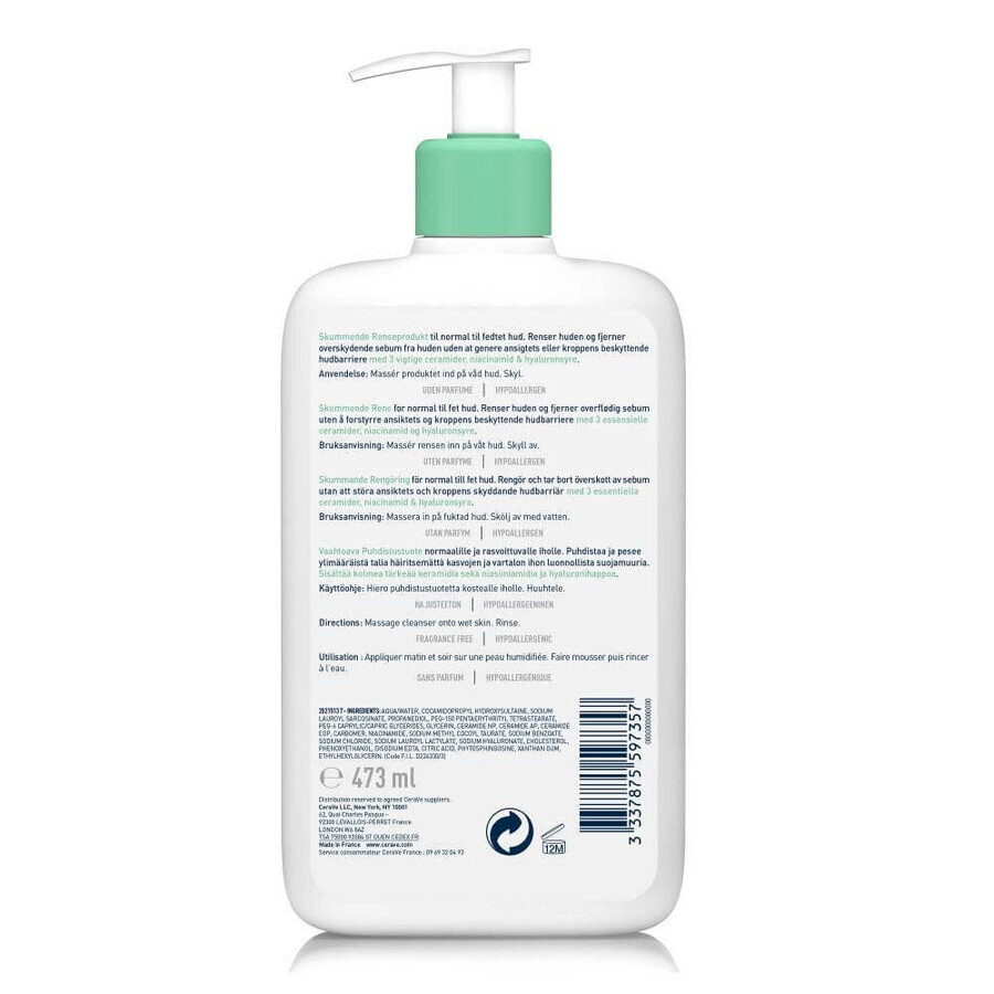 Cerave Gel Limpiador Facial para Piel Normal a Grasa 473ml