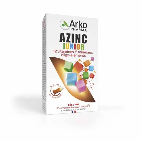Arkopharma Azinc Junior Goût Cola Vitamines C & E, Zinc 30 comprimés