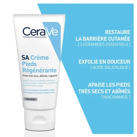 Cerave Body SA Crema Regeneradora de Pies Piel muy seca, agrietada y áspera 88ml