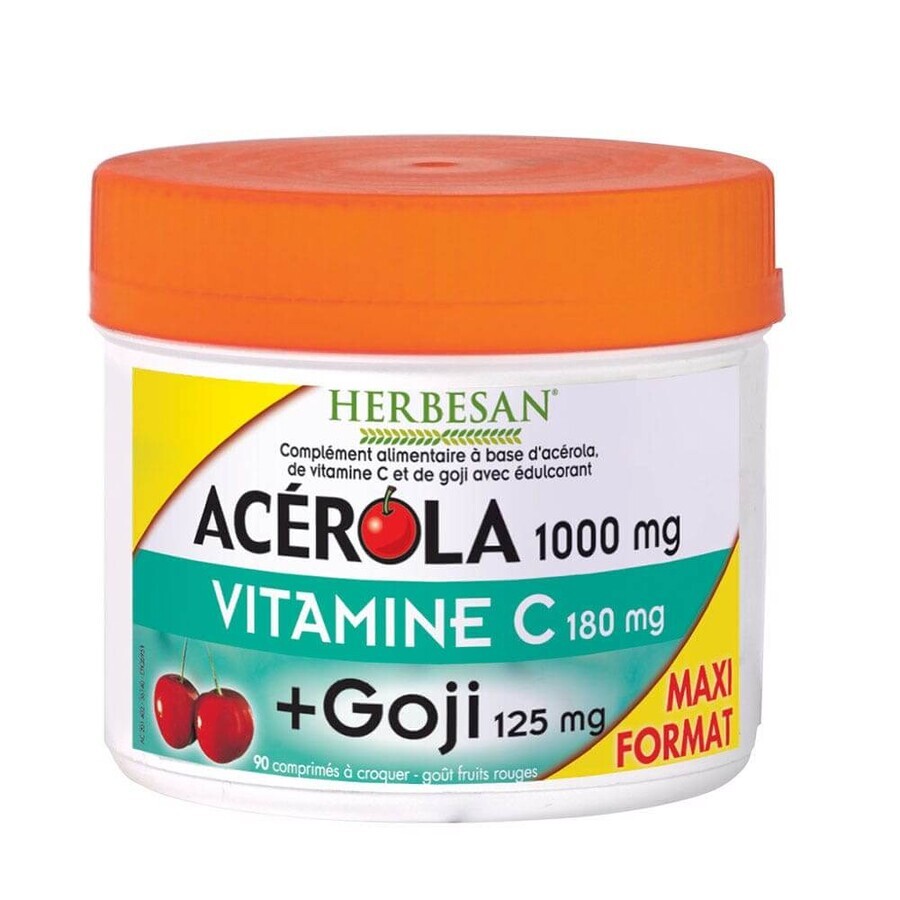 Herbesan Acerola 1000mg Vitamina C 180mg y Goji 125mg 90 comprimidos masticables